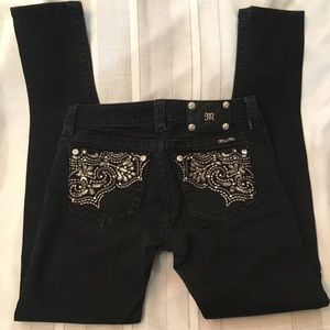 Miss Me 💎 Skinny Black Jeans Sz 27, Inseam 30”